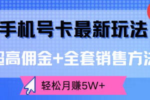 超高佣金+全套销售方法，手机号卡最新玩法，轻松月赚5W+