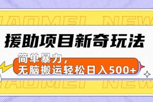 【日入500很简单】援助项目新奇玩法，简单暴力，无脑搬运轻松日入500+