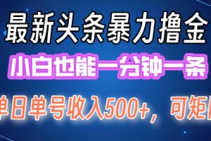 最新头条撸金，小白也能一分钟一条