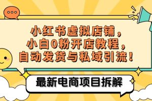 小红书电商，小白虚拟类目店铺教程，被动收益+私域引流