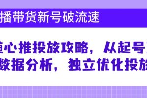 直播带货新号破 流速：随心推投放攻略，从起号到数据分析，独立优化投放