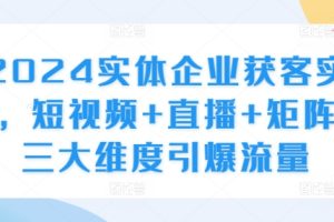 2024实体企业获客实操，短视频+直播+矩阵，三大维度引爆流量