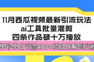 西瓜视频最新玩法，全新蓝海赛道，简单好上手，单号单日轻松引流400+创…