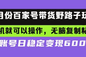 百家号带货野路子玩法 手机就可以操作，无脑复制粘贴 单账号日稳定变现…