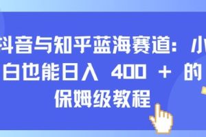 抖音与知乎蓝海赛道：小白也能日入 4张 的保姆级教程