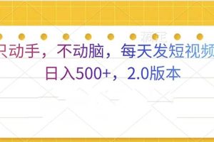 只动手，不动脑，每天发发视频日入500+  2.0版本