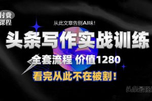 11月最新头条1280付费课程，手把手教你日入300+  教你写一篇没有“AI味的文章”，附赠独家指令【揭秘】