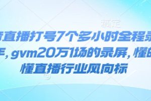 抖音直播打号7个多小时全程录屏24年，gvm20万1场的录屏，懂的都懂直播行业风向标