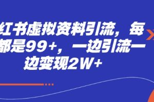 小红书虚拟资料引流，每天都是99+，一边引流一边变现2W+