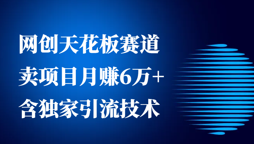 网创天花板赛道，卖项目月赚6万+，含独家引流技术(共26节课)